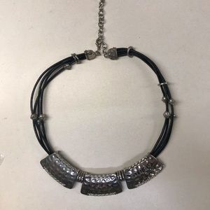 Chico’s Hammered Silver and Black Necklace